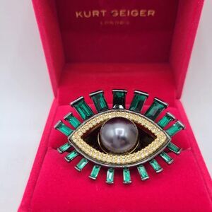 Kurt Geiger Oversize Evil Eye Faux Pearl Crystal Cocktail Ring NWT!  NEW! Size 7